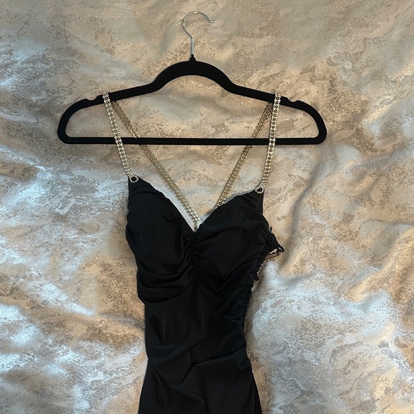 Cache Dresses & Skirts - Elegant Black Dress with Stunning Silver Rhinestones